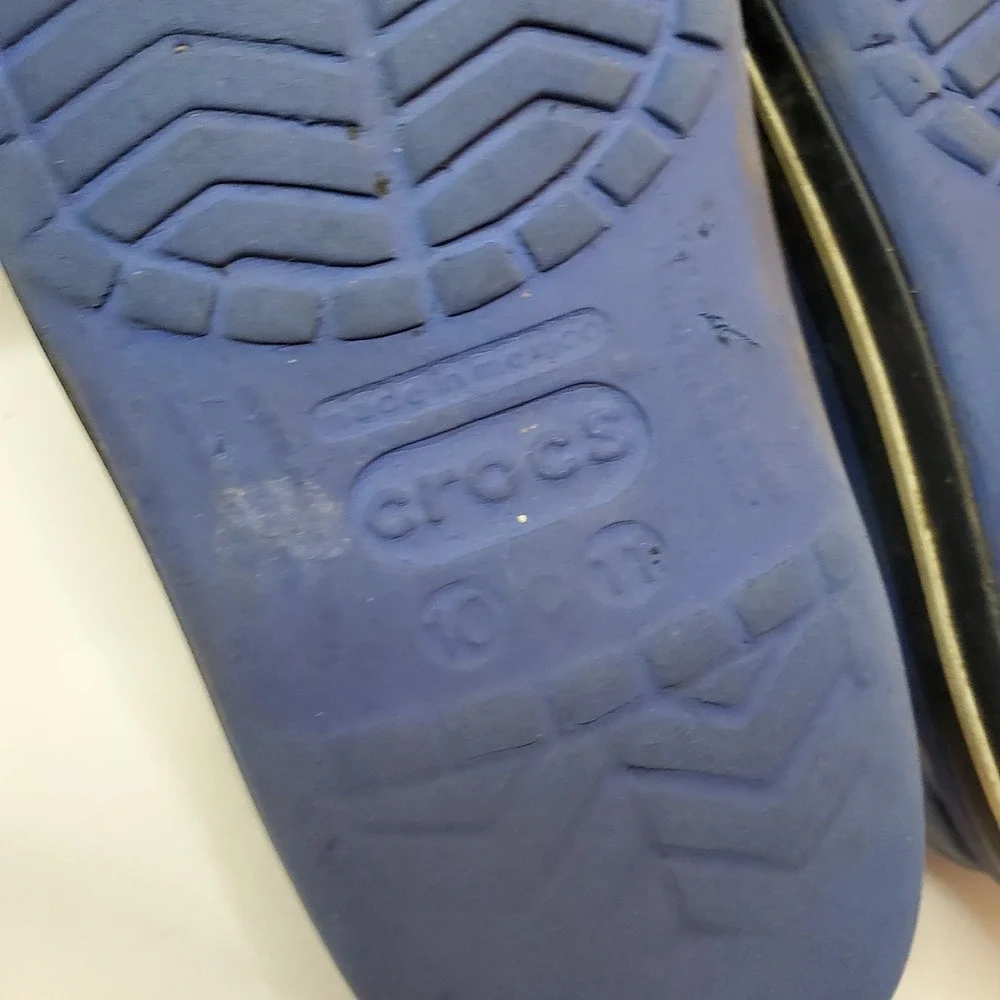 Crocs Crocband Clogs Kids Navy Blue Striped Slip-On Heel Straps Comfort  C 10 11